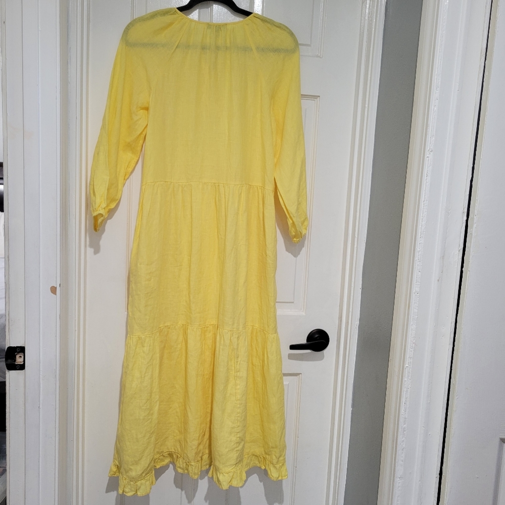 JCrew Long-sleeve tiered dress in linen - Picture 3 of 15